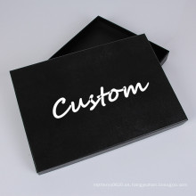 Caja de regalo negra mate de lujo de la tapa de dos piezas y de la cartulina baja, empaquetado de la caja negra de encargo